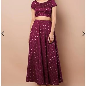 Wine foil print lehenga set